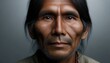 Indigenous man, capturing his unique facial characteristics, against a neutral background