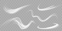 White Shiny Sparks Of Spiral Wave. Imitation Of The Exit Of Cold Air From The Air Conditioner. Vector Illustration Stream Of Fresh Wind Png.	