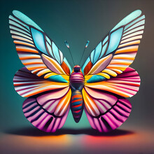 Butterfly With Colorful Wings As Digital 3d Illustration Background