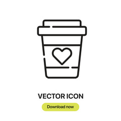 Poster - Coffee Cup icon vector. Linear-style sign for mobile concept and web design. Coffee Cup symbol illustration. Pixel vector graphics - Vector.