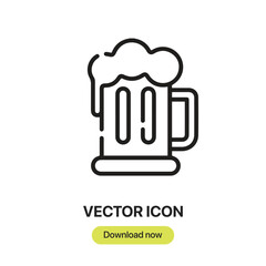 Aufkleber - Pint Of Beer icon vector. Linear-style sign for mobile concept and web design. Pint Of Beer symbol illustration. Pixel vector graphics - Vector.