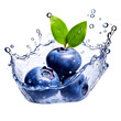 Juicy Delight: Isolated Blueberry with Water Splashing on a Transparent White Background, Amplifying the Refreshing Transparency.