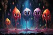 Playful trickster sprites, causing harmless pranks and laughter in the fae realm - Generative AI
