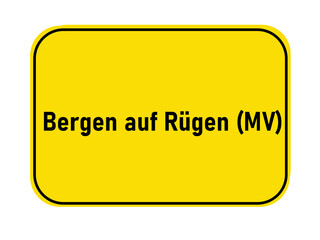 Sticker - German yellow town entrance sign Bergen auf Rügen MV
