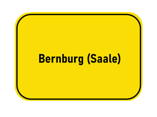 Canvas Print - German yellow town entrance sign Bernburg Saale
