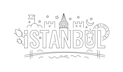  istanbul word. istanbul word concept. istanbul word and symbols