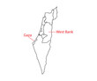 Israel, gaza, west bank map, vector illustration.