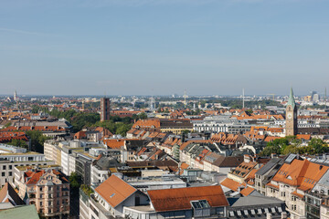 Wall Mural - Aerial view of the city of Munich in Germany. Cityscape of Munich on a sunny day