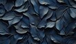 © Klay - Golden Textured Impasto  Dark Blue Leaves  navy , background