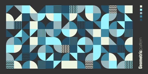 Wall Mural - geometric trendy pattern, bauhaus style. modern colorful background with simple elements. retro text