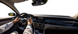 Hand holding the steering wheel. Generic car panel. Driver's Point of View. Driver's Perspective. Transparent PNG. 