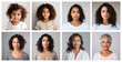 collage of latin racial female portraits of different ages, made with generative AI