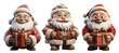 3d collection Santa claus character illustration, celebration symbol icon, isolated on transparent background, generative ai