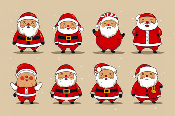 Poster - Flat Santa Claus characters collection.