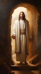 Wall Mural - Portrait of Jesus Christ in the cave. Jesus Christ in the cave.