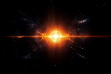 Poster - Lens flare cinematic visual light effect on black background.