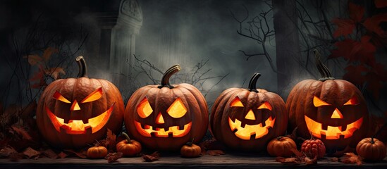 Poster - Outdoor pumpkins for Halloween Jack o Lanterns