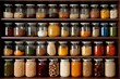 tidy pantry with neatly organized jars and cans. Generative AI