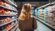 © FutureStock - Young woman shopping in the supermarket grocery store