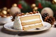 Savor the blend of contrasting textures in a Yule log cake that balances a light and airy almond sponge cake with a smooth and velvety coffeeinfused ercream, creating a symphony of flavors