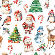 Watercolor christmas seamless pattern, christmas socks, christmas card, christmas stocking  garland watercolor, greeting clipart, invitation, leaf, art, graphic