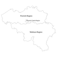  Belgium map with main regions. Map of Belgium