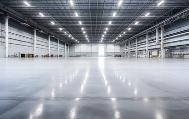  An empty of a modern space for manufacturing factory or large warehouse