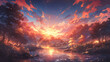 Radiant Sunlit Anime Landscapes: Atmospheric Intensity Unveiled