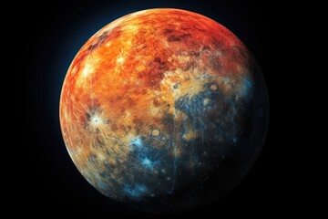 Wall Mural - planet mercury in a black background