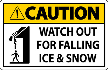 Poster - Caution Sign Watch Out For Falling Ice And Snow