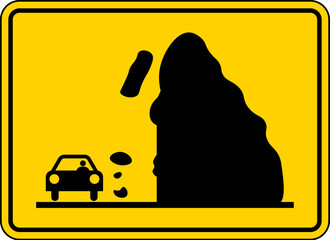 Wall Mural - Warning Sign Falling rocks, snow or ice ahead.