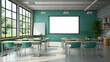 Modern classrooms equipped with interactive whiteboards on walls