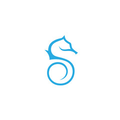 Wall Mural - seahorse logo design template with letter s