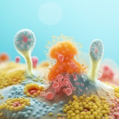 Poster - A close-up of a group of cells. Generative AI.