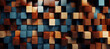 3D Abstract Pattern of Wooden Cubes
