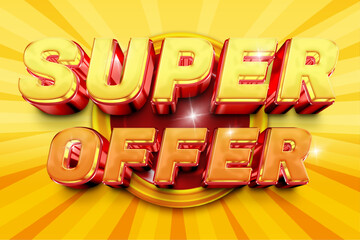 Wall Mural - Super Offer 3D Vector Illustration Promotion Big. banner template design. web banner for mega sale promotion discount