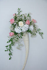 Wall Mural - Floral arrangement at the wedding table in Romania