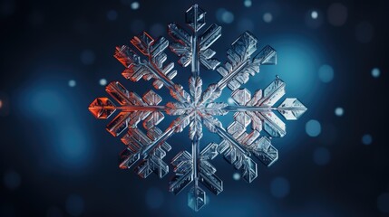 Wall Mural - Extreme close up of snowflake, ai