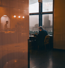 interior of a hotel luxury restaurant New York City   