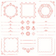Vintage pink set of horizontal, square and round elements. Elements for backgrounds, frames and monograms. Classic patterns. Set of vintage patterns