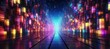 © Hero Design - Colorful glow virtual space technology background. Generative AI technology.