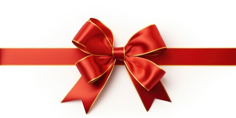 red ribbon and bow on a white background