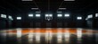 Indoor basketball court arena. Generative AI technology.	
