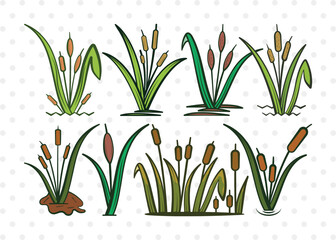 Wall Mural - Cattail Clipart SVG Cut File | Bulrush Plant Svg | Cattail Flower Svg | Grass Svg | Cattail Plant Svg | Cattail Bundle