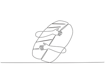 Wall Mural - Single one line drawing of human hands hugging sushi. It's International Sushi Day. Commemorated every June 18 every year. World famous Japanese food. Continuous line design graphic illustration