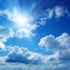 Wall Mural - dramatic blue sunny sky with clouds background generative ai