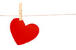 Digital png illustration of hanging red heart on transparent background