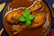 Masala chicken curry, top view non veg food