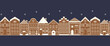 © HelenArt - Night Cityscape Gingerbread Village seamless border. City houses street with stars pattern. Winter holiday Landscape. Vector illustration