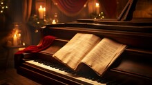 Classic Christmas Carol Sheets Placed Atop A Grand Piano, Ready For A Festive Sing-along.